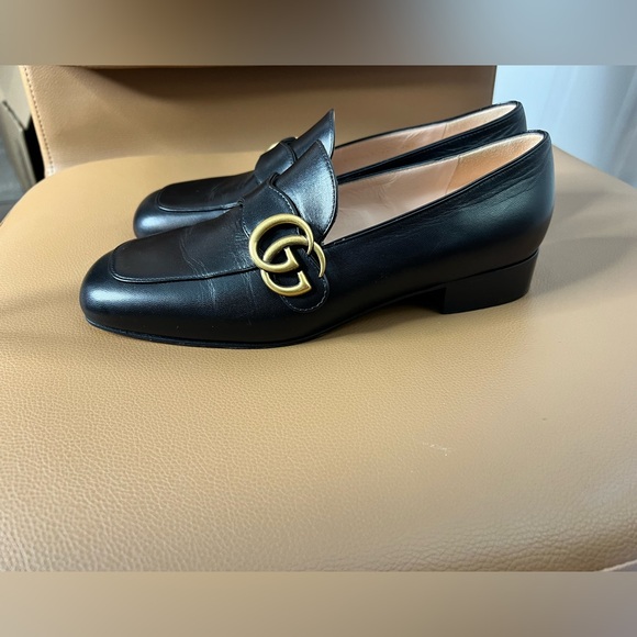 Gucci Double GG Marmont Leather Flats Sz 37 - Picture 7 of 15